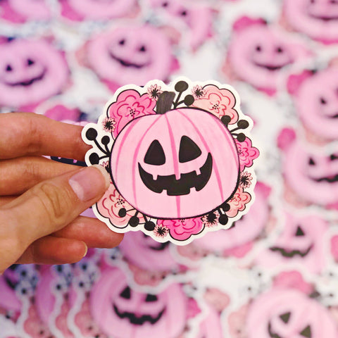 Pink Halloween Pumpkin Vinyl Sticker