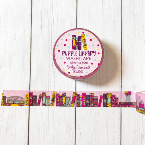 Purple Library Book Stack Washi Tape